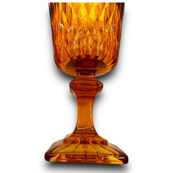 Vintage Mt. Vernon Amber Goblets Indiana Glass 5.5" Tall Honeycomb Mint MCM - Picture 9 of 9